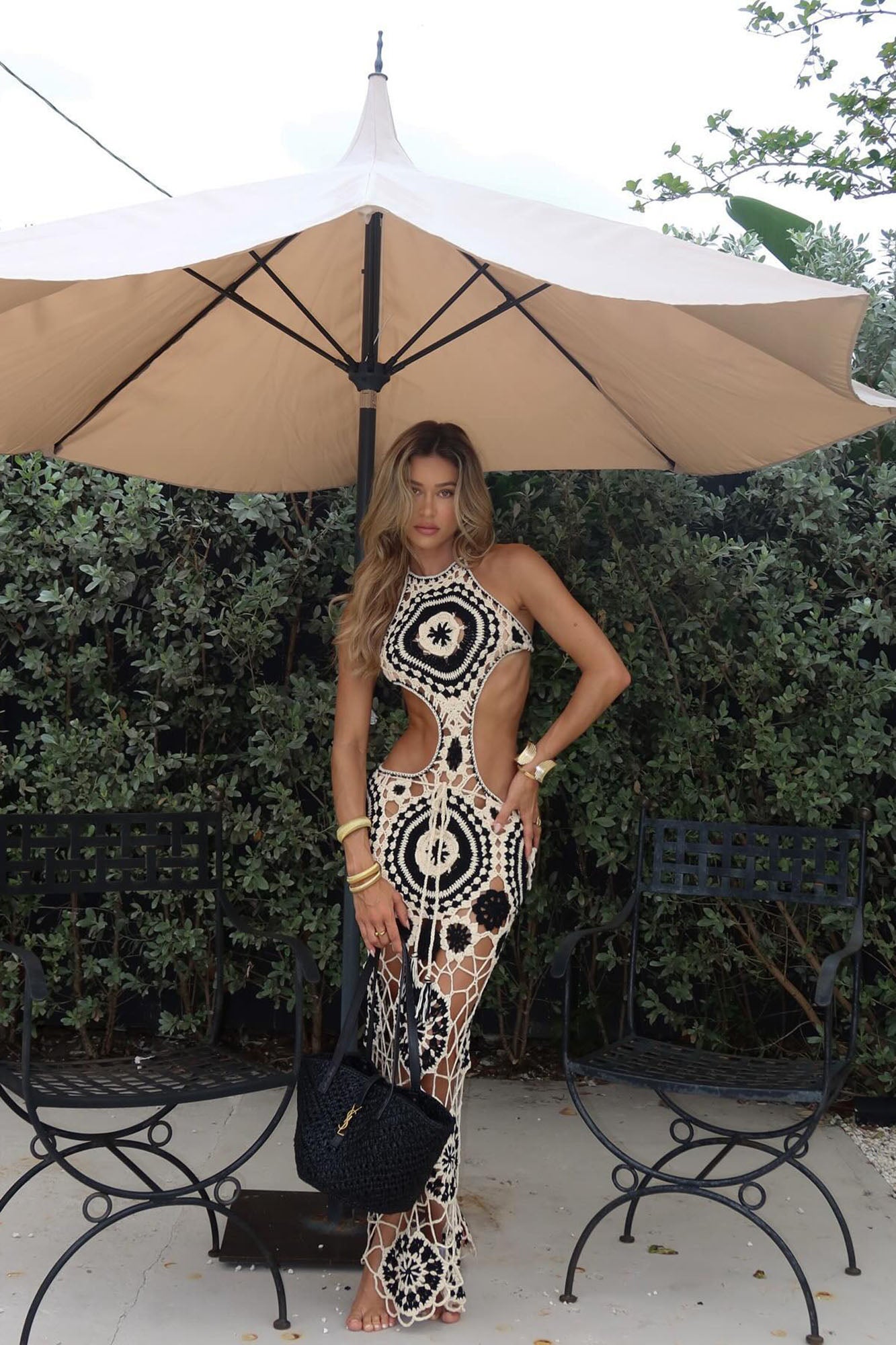 Lolita Crochet Maxi Dress - Cream/combo